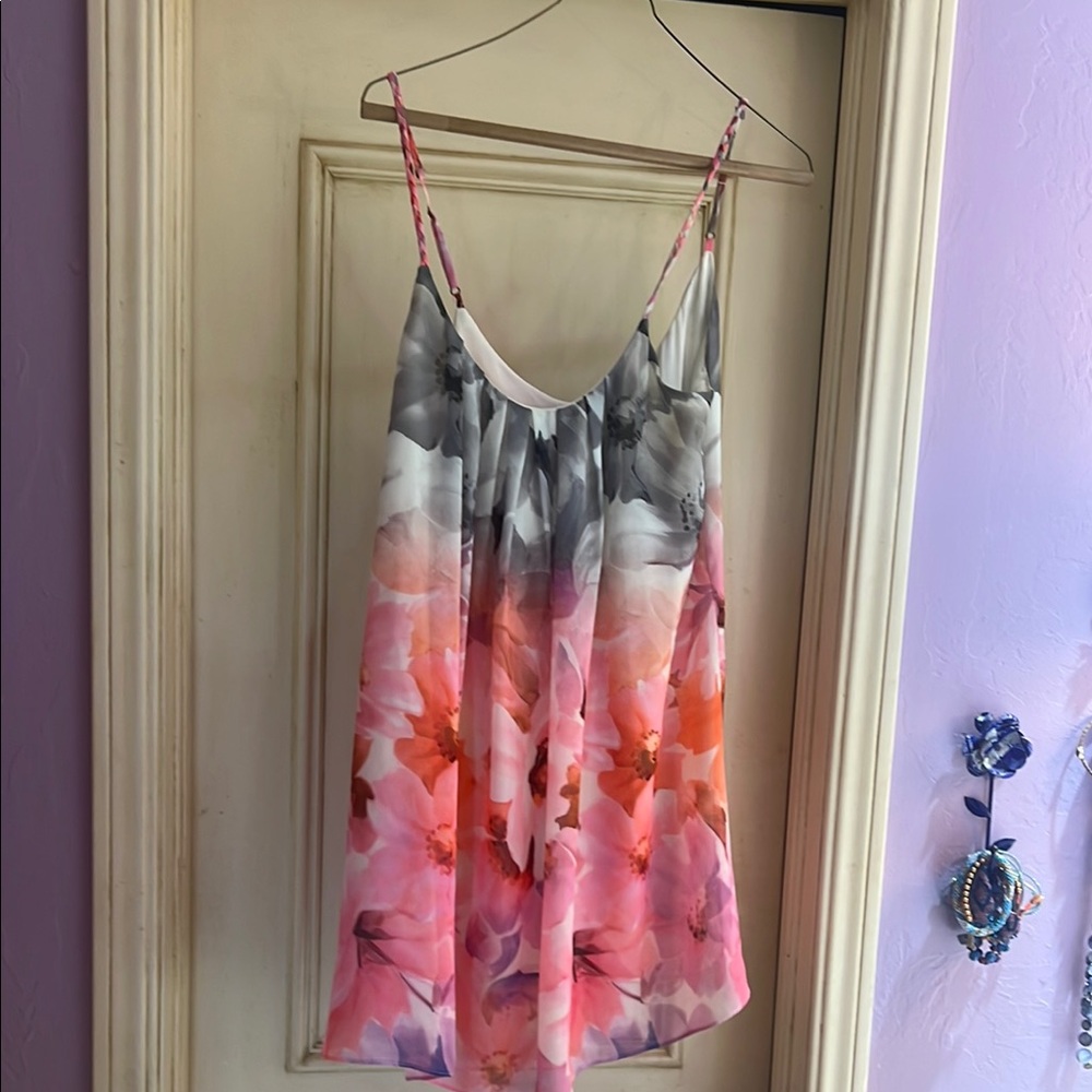 Pink Asymmetrical Mini Dress with Camisole Style